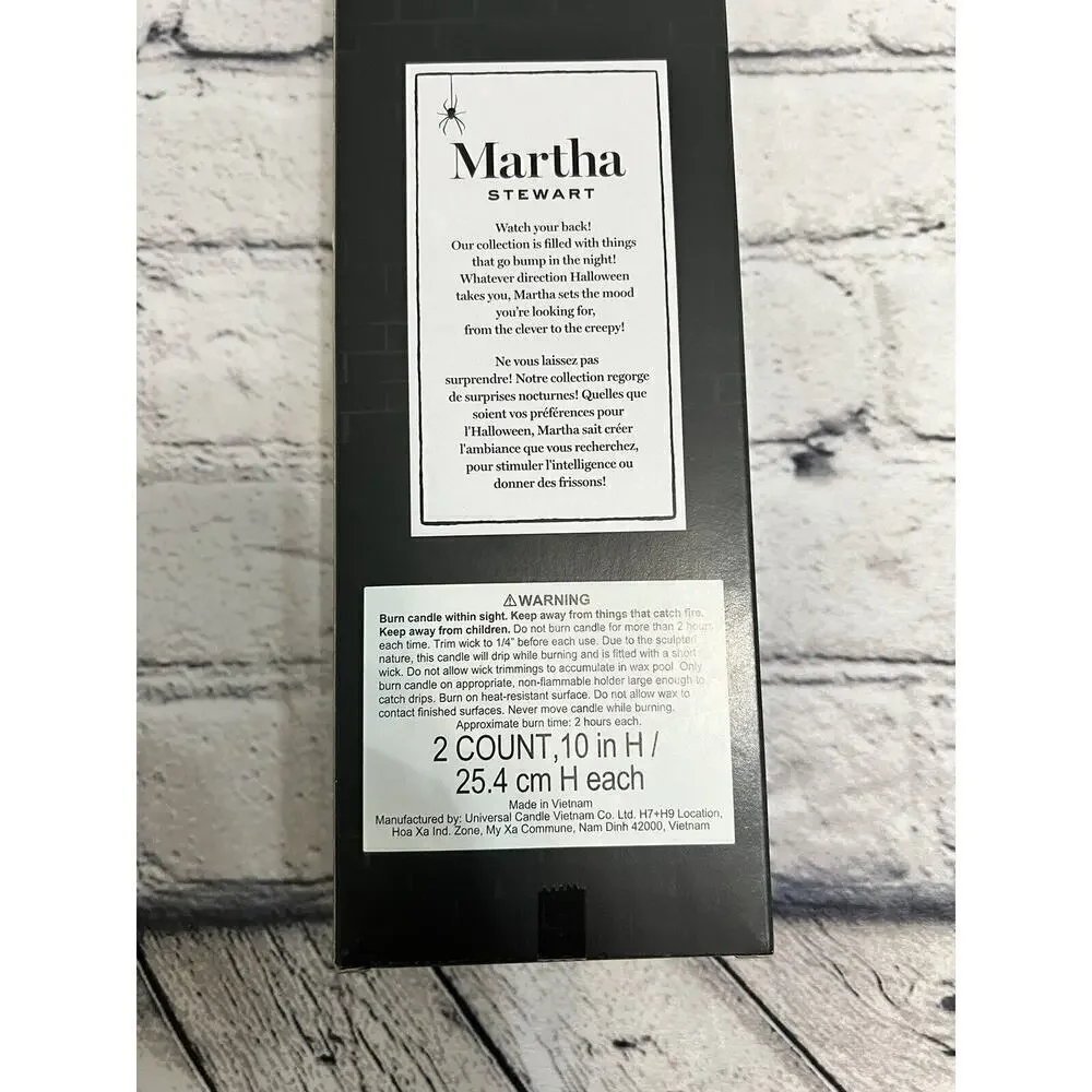 Martha Stewart Halloween Skeleton bones 10 inch white‎ taper candles - NIP